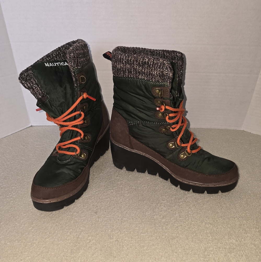 Nautica Women's Branwen Lace-up Wedge Heel Winter Snow Boots size 9